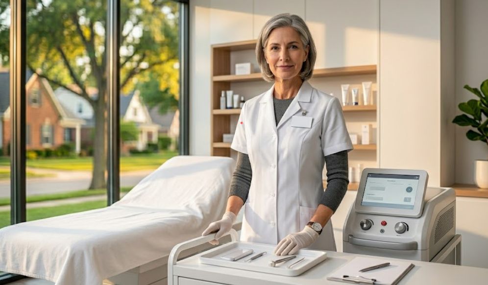 Medical spa professional in treatment room, representing business loans for medical spas.